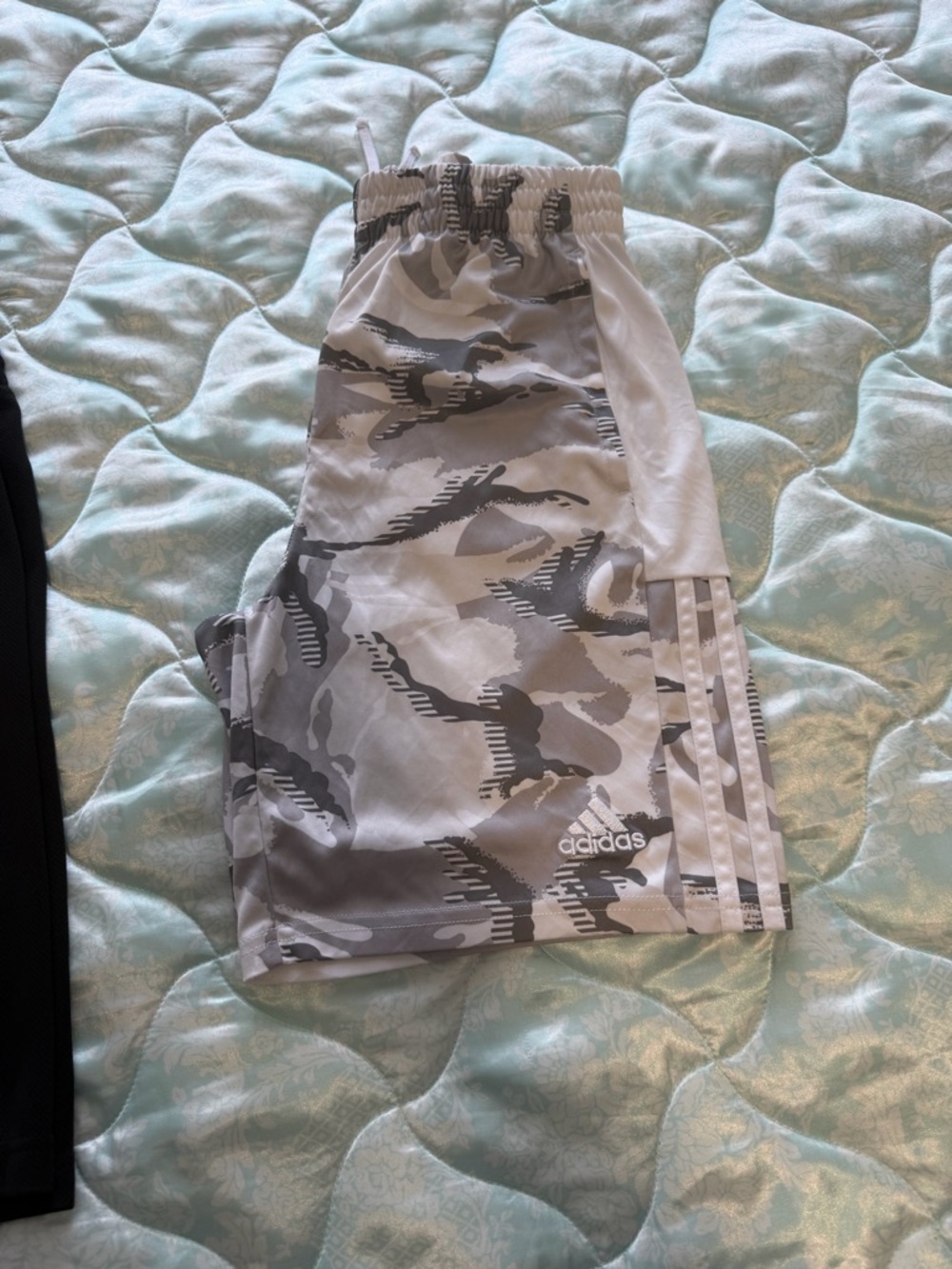 adidas White and Gray Camo Athletic Shorts